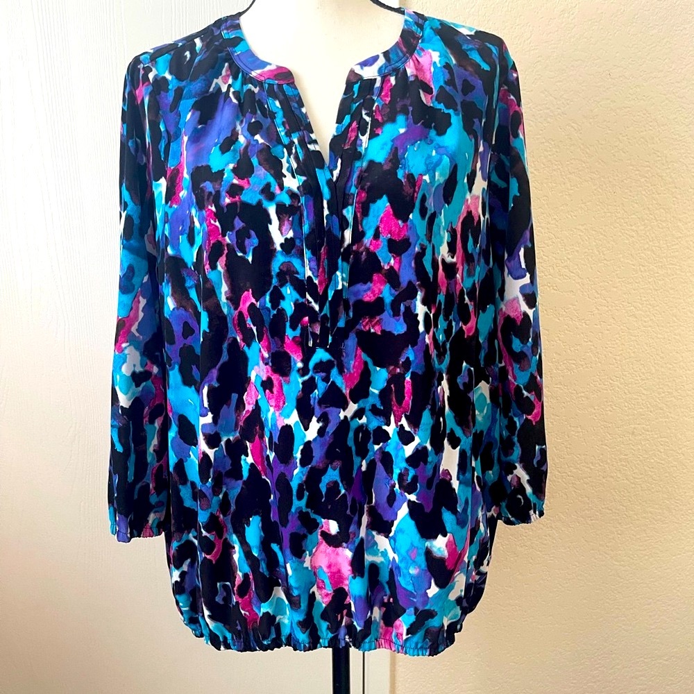 Dana Buchman Multicolor Printed Top Size XL